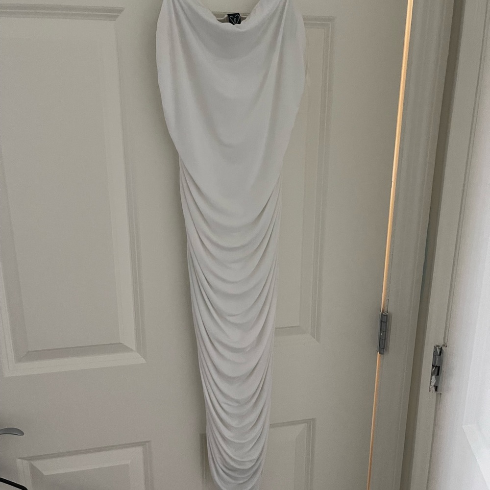 White Ruched Dress